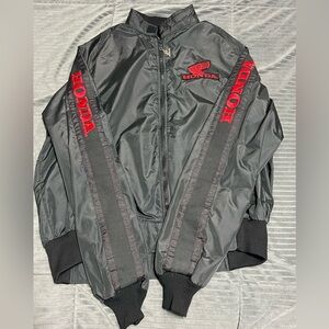 VINTAGE Honda Jacket Mens XL Black Windbreaker Zip Hondaline Biker Made in USA